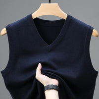Men's V-Neck Knit Vest – Sleeveless Layer