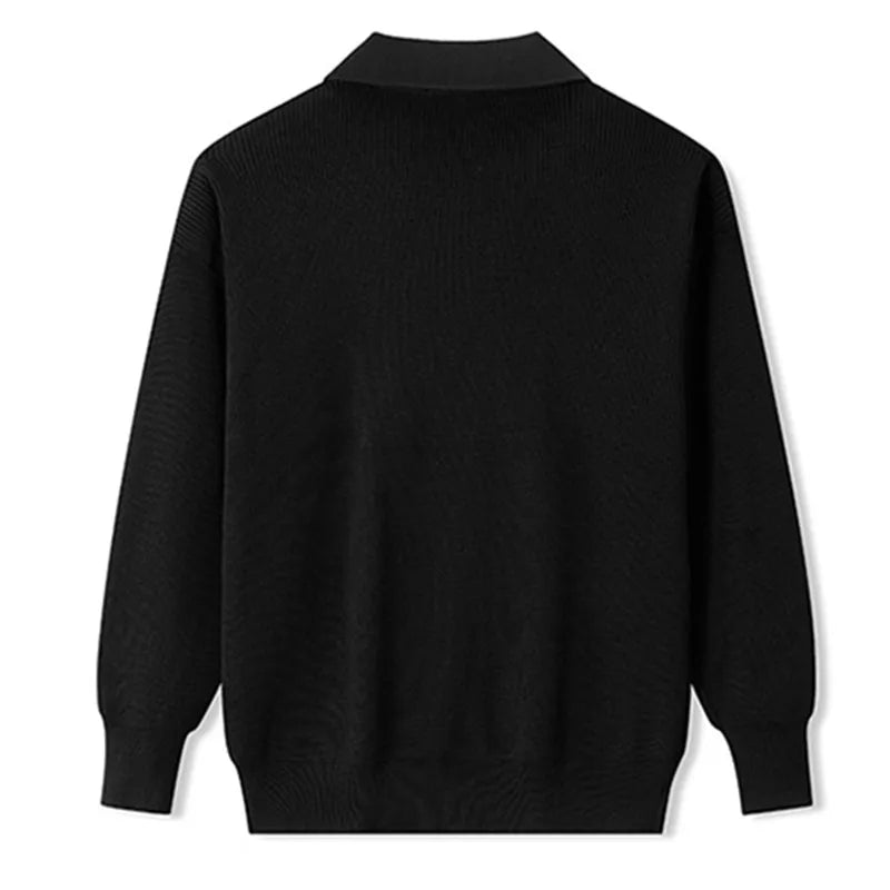 Men's Zip-Up Sweater – Cotton-Blend Relaxed Fit