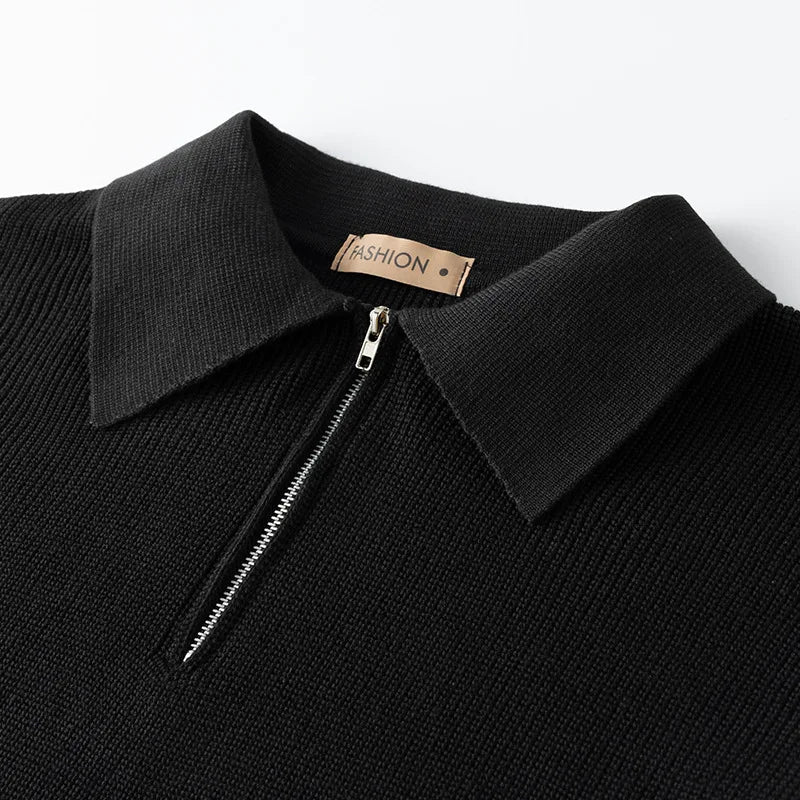 Men's Zip-Up Sweater – Cotton-Blend Relaxed Fit