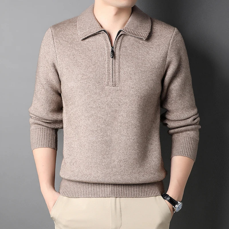 Men's Cashmere & Alpaca Sweater – Zip High-Neck Design