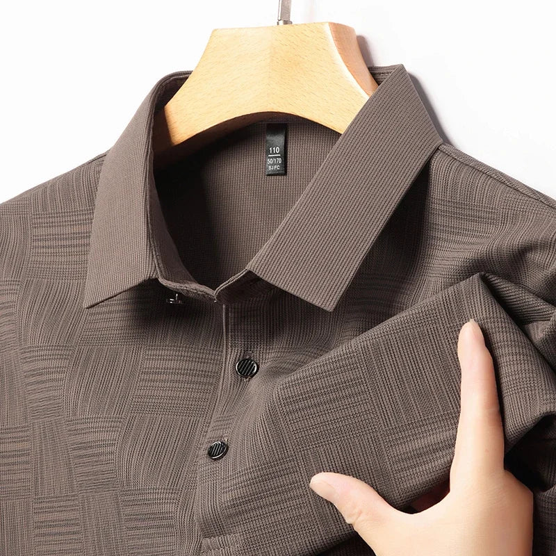 Men's Jacquard Polo Shirt – Breathable Business-Casual Fit