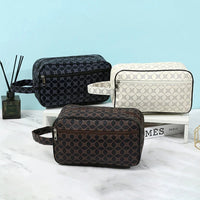 Men's Synthetic Leather Handbag – Vintage Monogram Style