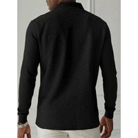 Men's Textured Long-Sleeve Polo Shirt – Smart-Casual Fit