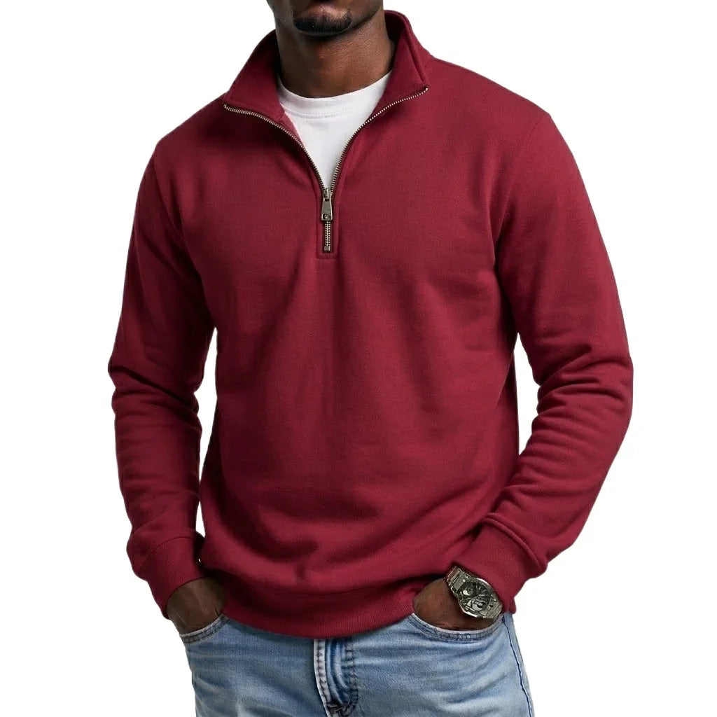 Men's Half-Zip Sweatshirt – High Collar Casual Fit