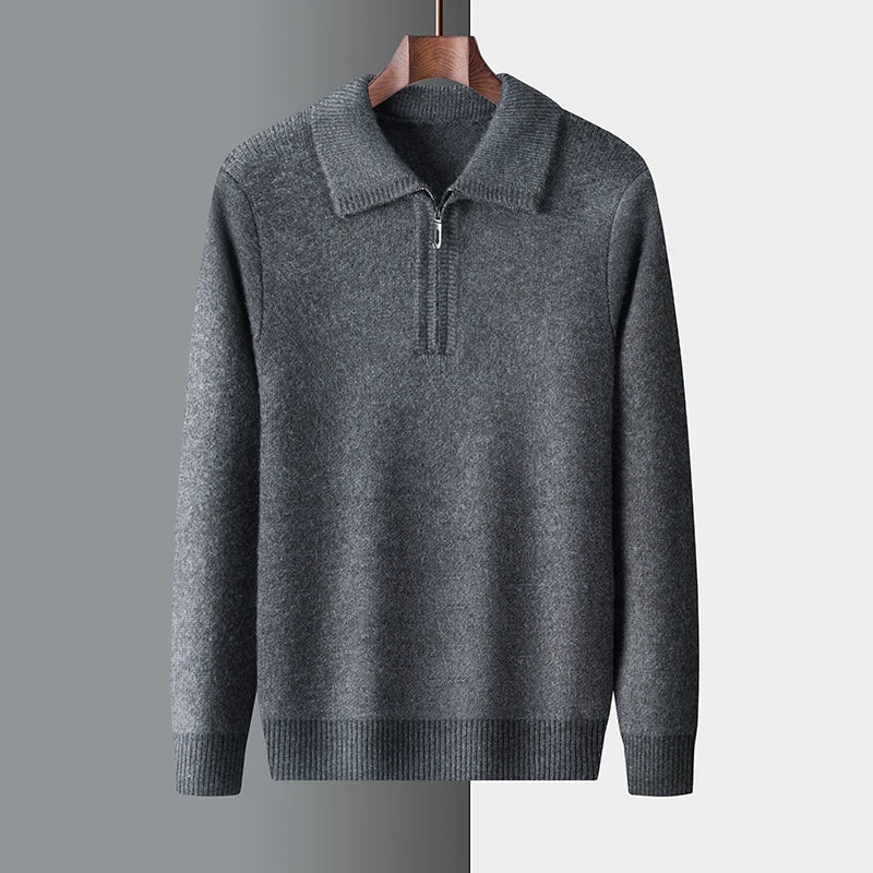 Men's Cashmere & Alpaca Sweater – Zip High-Neck Design