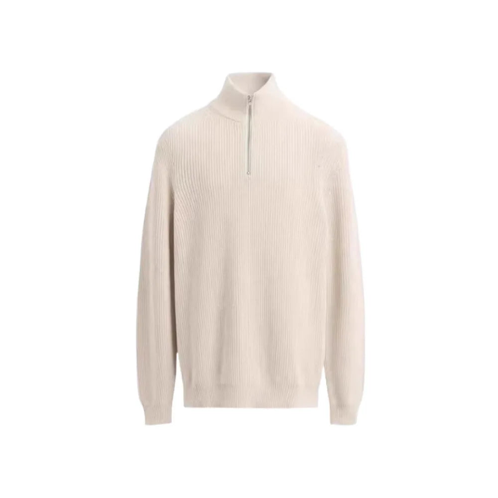 Men's High-Neck Zip Sweater – Textured Knit