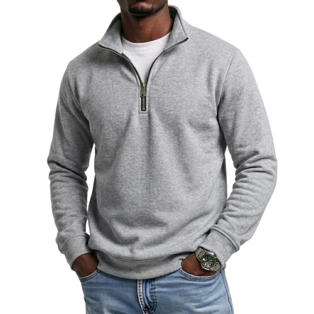 Men's Half-Zip Sweatshirt – High Collar Casual Fit