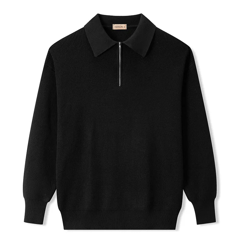 Men's Zip-Up Sweater – Cotton-Blend Relaxed Fit