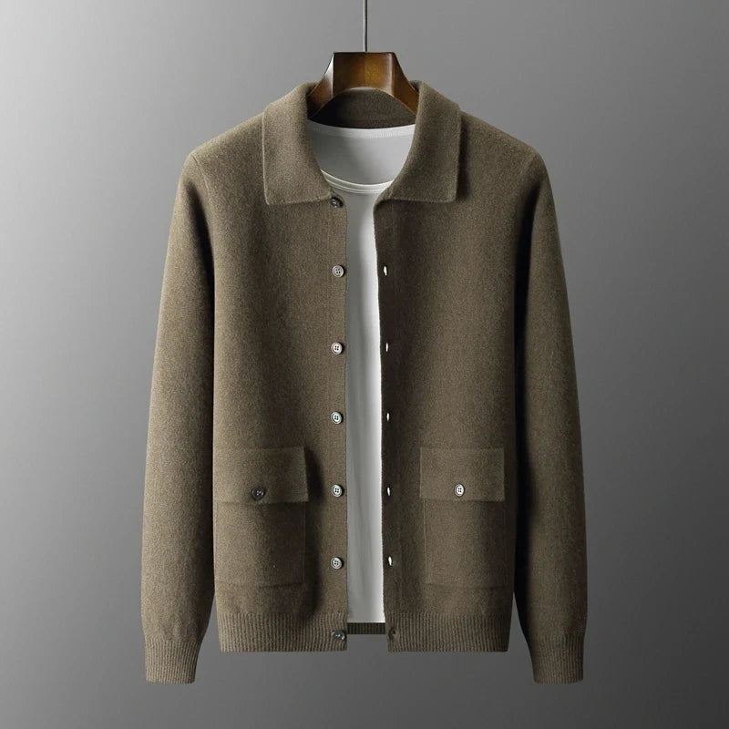 Men's 100% Merino Wool Cardigan – Chunky Button Front