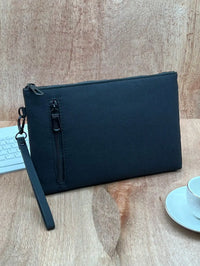 Men's Ultra-Slim Clutch Bag – Synthetic Leather with Wrist Strap