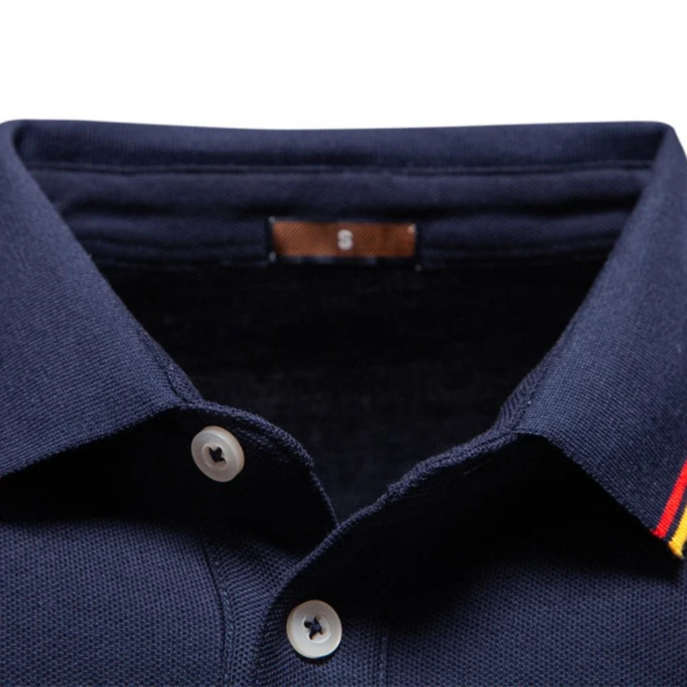 Men's Cotton Henley Polo Shirt – Long Sleeve