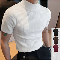 Men's High-Neck T-Shirt – Wavy Textured Knit