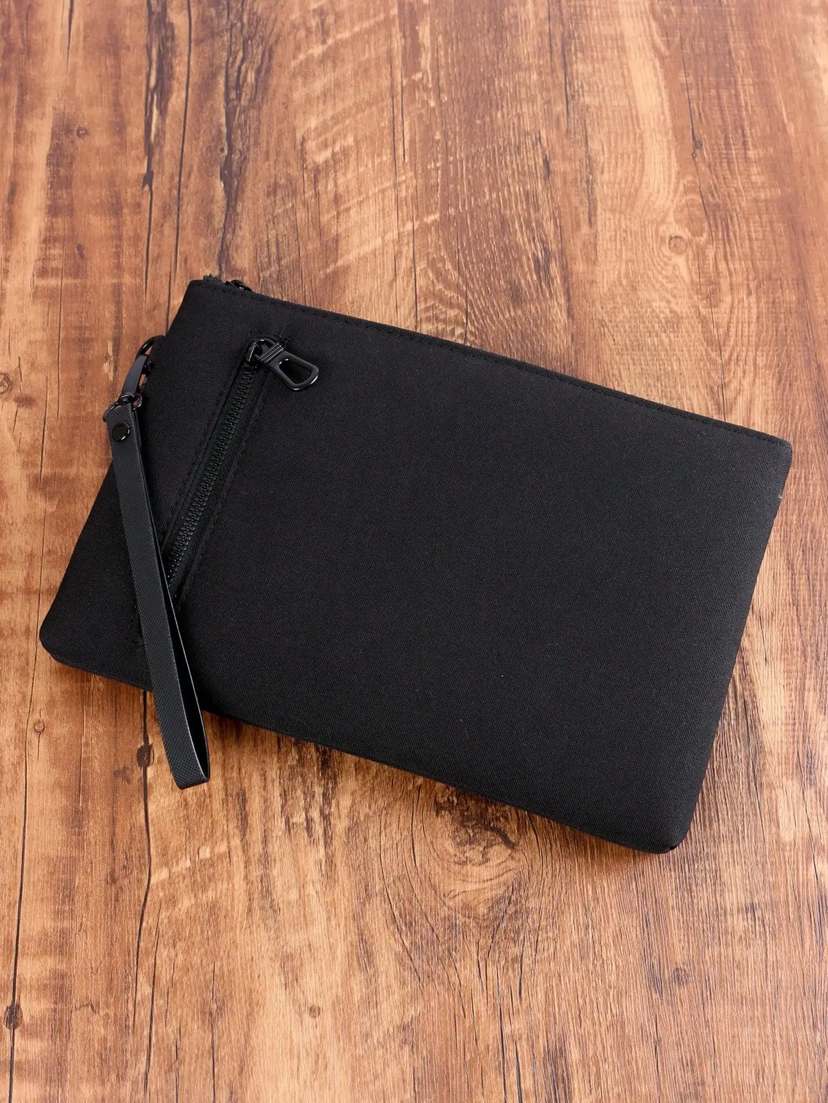 Men's Ultra-Slim Clutch Bag – Synthetic Leather with Wrist Strap