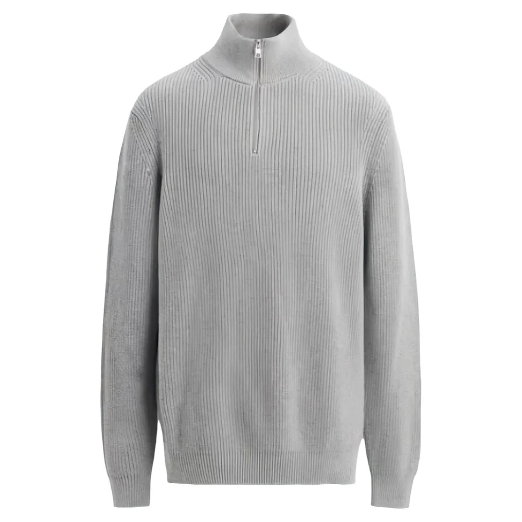 Men's High-Neck Zip Sweater – Textured Knit