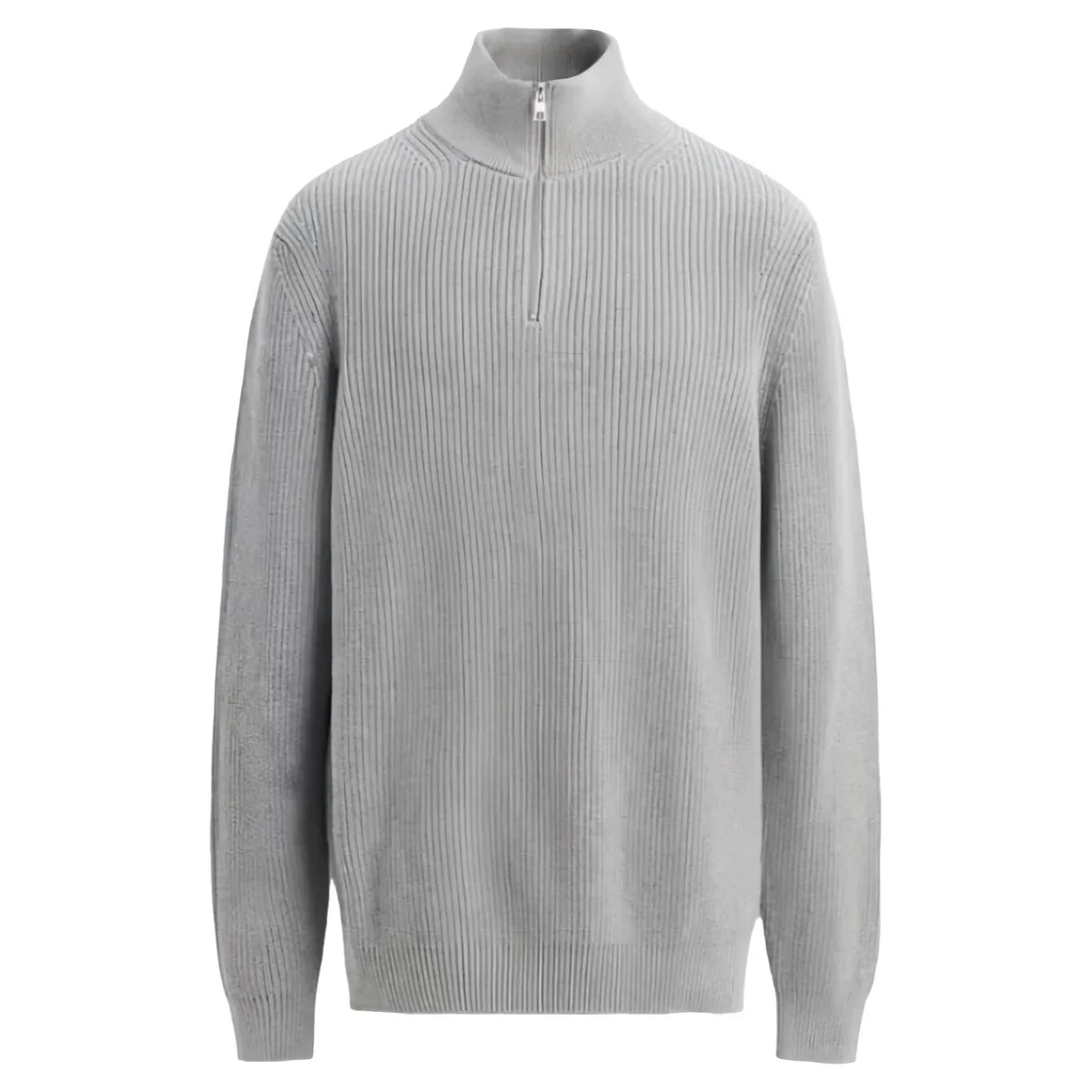 Men's High-Neck Zip Sweater – Textured Knit