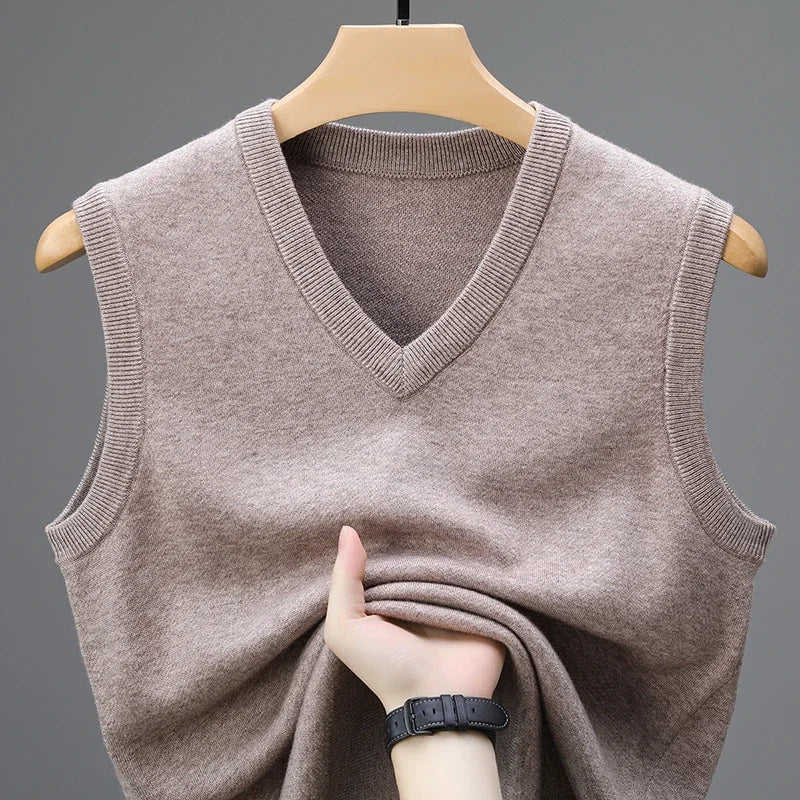 Men's V-Neck Knit Vest – Sleeveless Layer