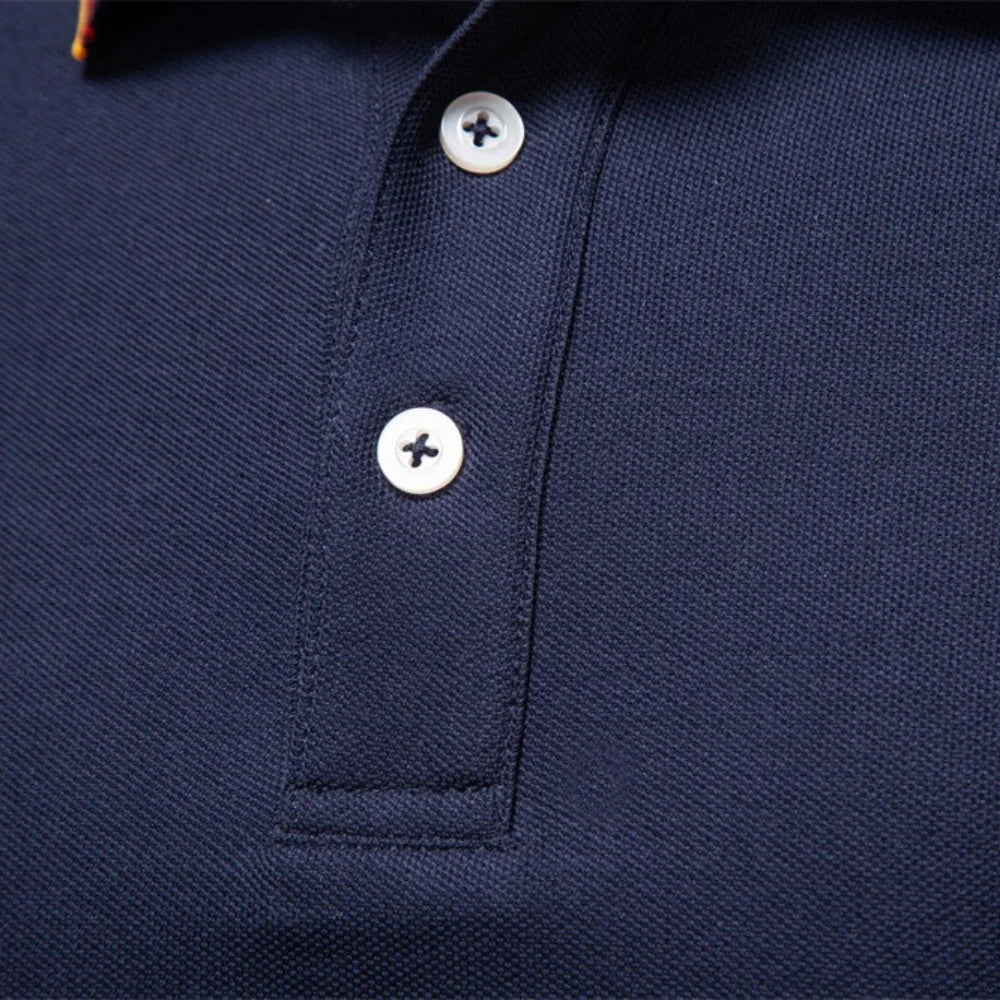 Men's Cotton Henley Polo Shirt – Long Sleeve