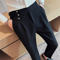 Men's High-Waisted Dress Trousers – Slim Stretch Fit