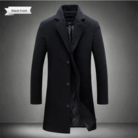 Men's Long Wool-Blend Coat – Tailored Business Casual Fit