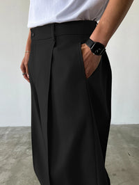Men's High-Waisted Suit Trousers – Wide-Leg Fit