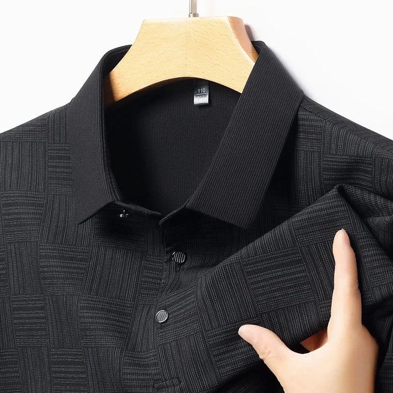 Men's Jacquard Polo Shirt – Breathable Business-Casual Fit