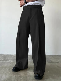 Men's High-Waisted Suit Trousers – Wide-Leg Fit