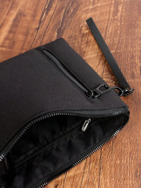 Men's Ultra-Slim Clutch Bag – Synthetic Leather with Wrist Strap