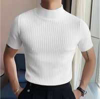 Men's High-Neck T-Shirt – Wavy Textured Knit