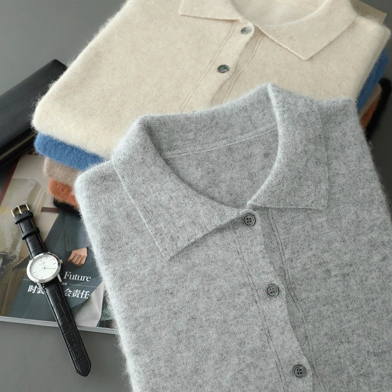 Men's 100% Cashmere Cardigan – Polo Collar