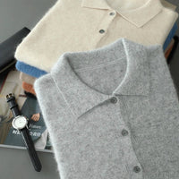 Men's 100% Cashmere Cardigan – Polo Collar