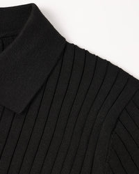 Men's Ribbed Long-Sleeve Polo Shirt – 100% Cotton