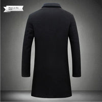 Men's Long Wool-Blend Coat – Tailored Business Casual Fit