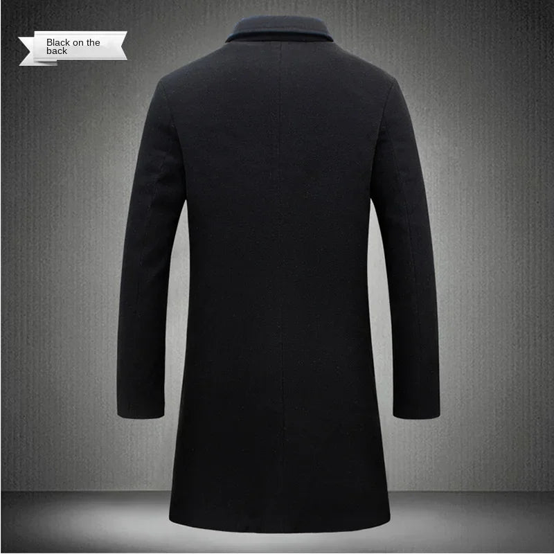 Men's Long Wool-Blend Coat – Tailored Business Casual Fit