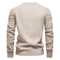 Men's Textured Cotton Sweater – Striped Knit Crew Neck