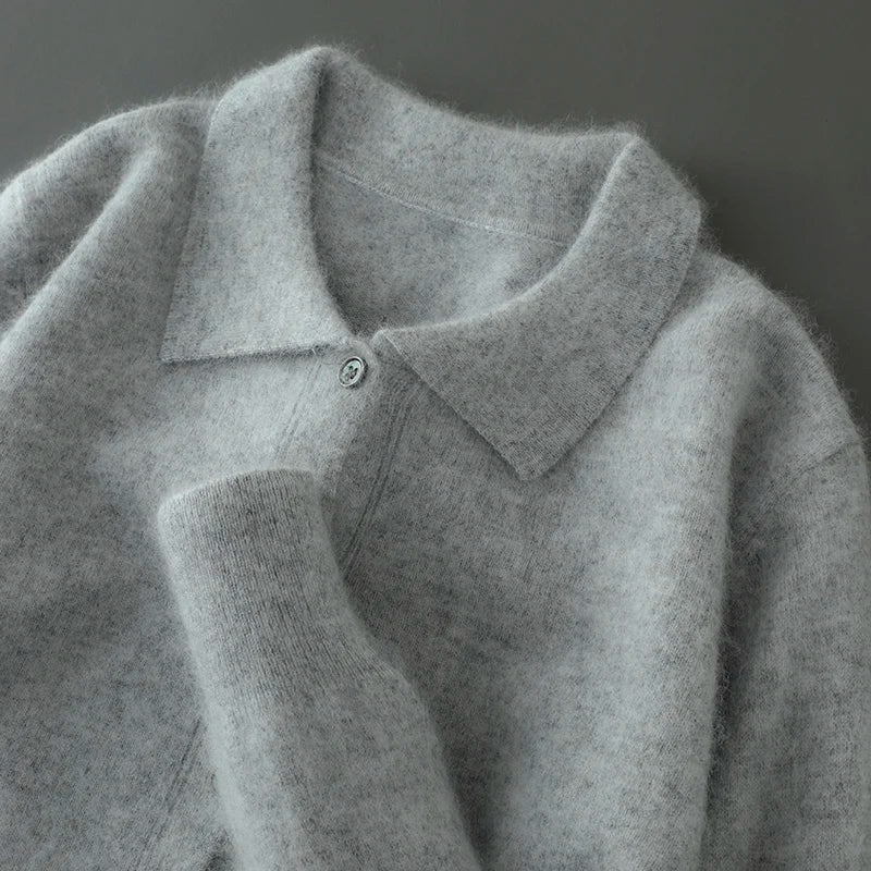 Men's 100% Cashmere Cardigan – Polo Collar