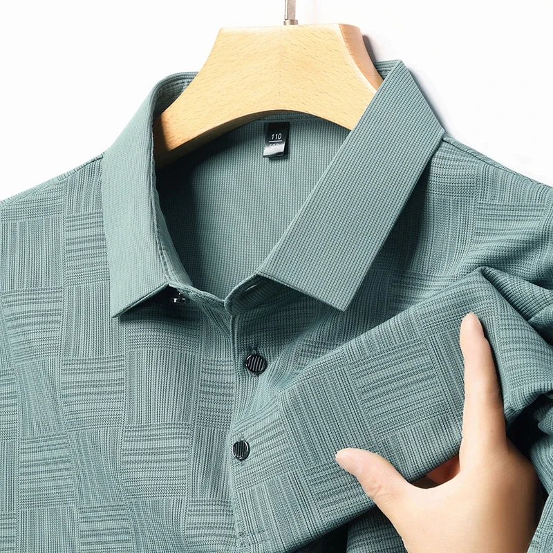 Men's Jacquard Polo Shirt – Breathable Business-Casual Fit