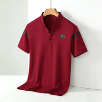 Men's Cotton Mandarin-Collar Polo Shirt – Short Sleeve