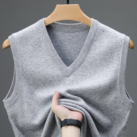 Men's V-Neck Knit Vest – Sleeveless Layer