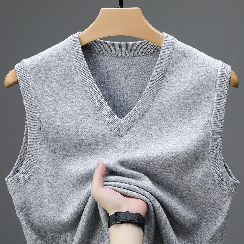 Men's V-Neck Knit Vest – Sleeveless Layer