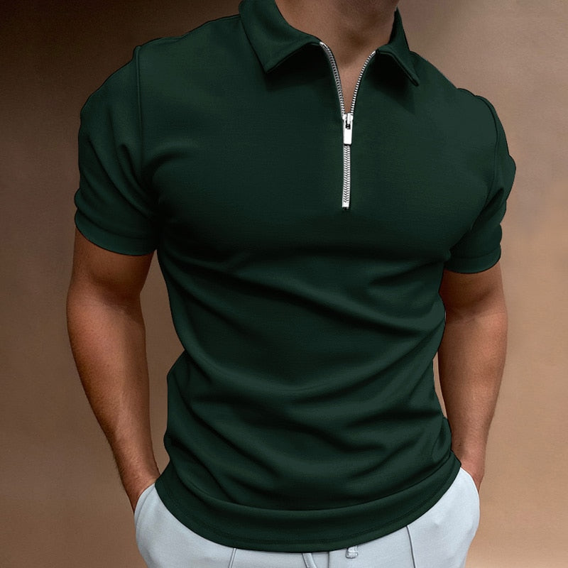 Men's Quarter-Zip Polo Shirt – Modern Tailored Fit