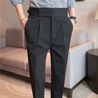 Men's High-Waisted Dress Trousers – Slim Stretch Fit