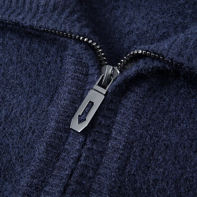 Men's Cashmere & Alpaca Sweater – Zip High-Neck Design