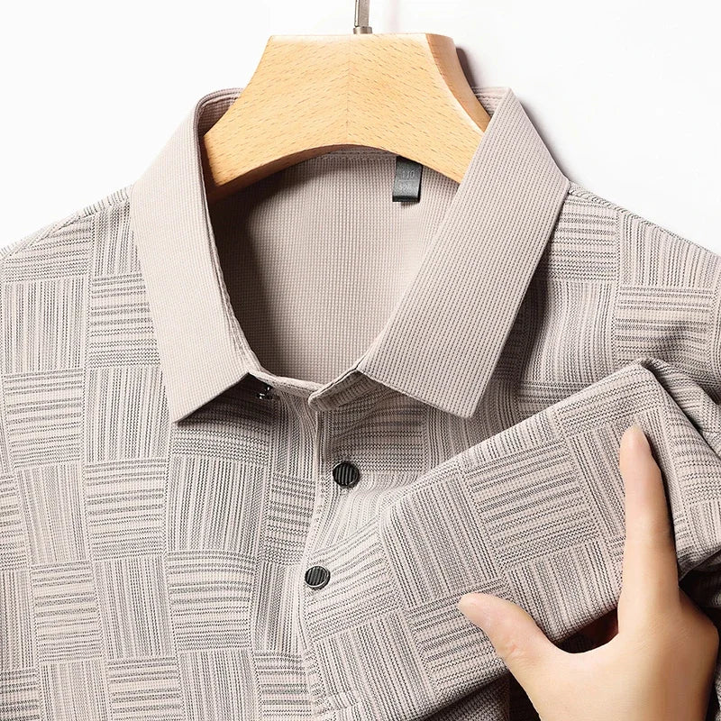 Men's Jacquard Polo Shirt – Breathable Business-Casual Fit