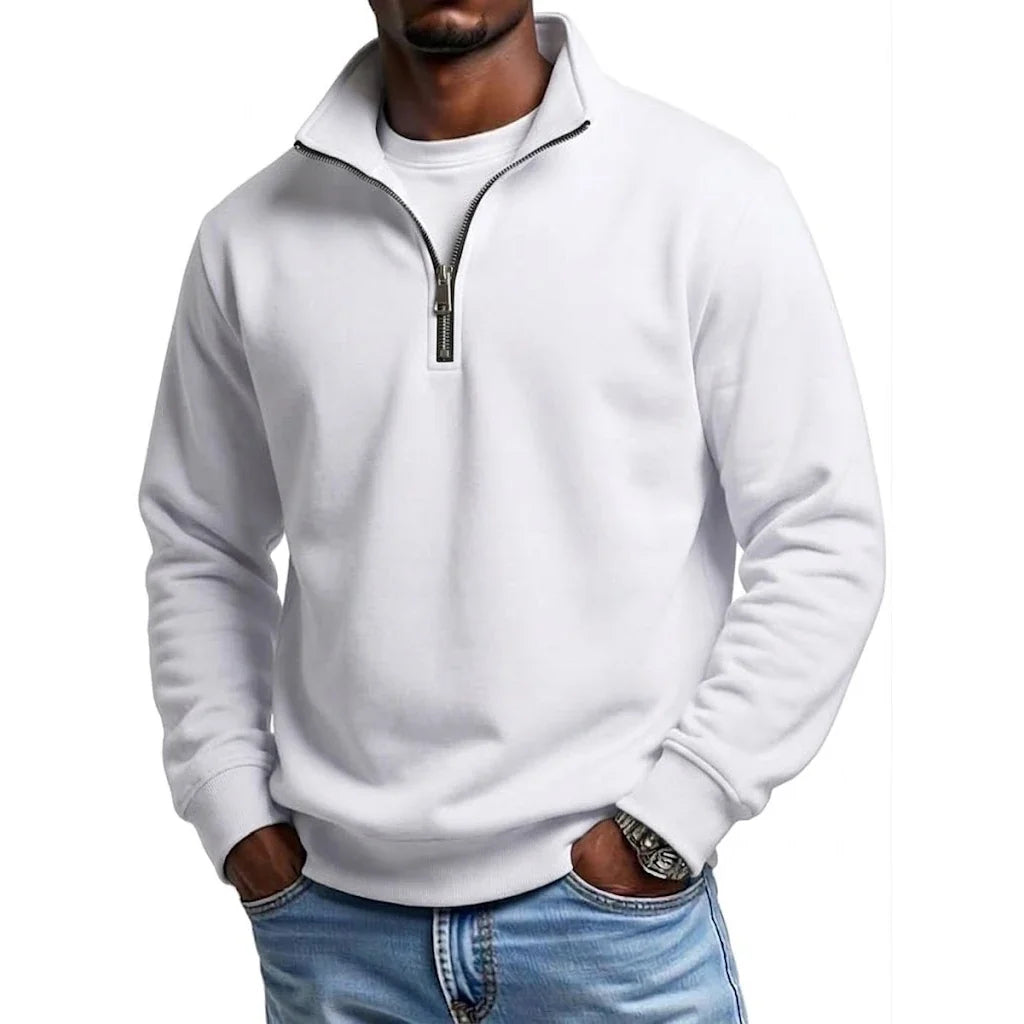 Men's Half-Zip Sweatshirt – High Collar Casual Fit