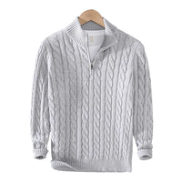 Men's Cable-Knit Half-Zip Sweater – Cotton High Collar