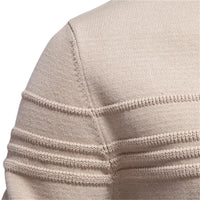 Men's Textured Cotton Sweater – Striped Knit Crew Neck