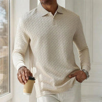 Men's Textured Long-Sleeve Polo Shirt – Smart-Casual Fit
