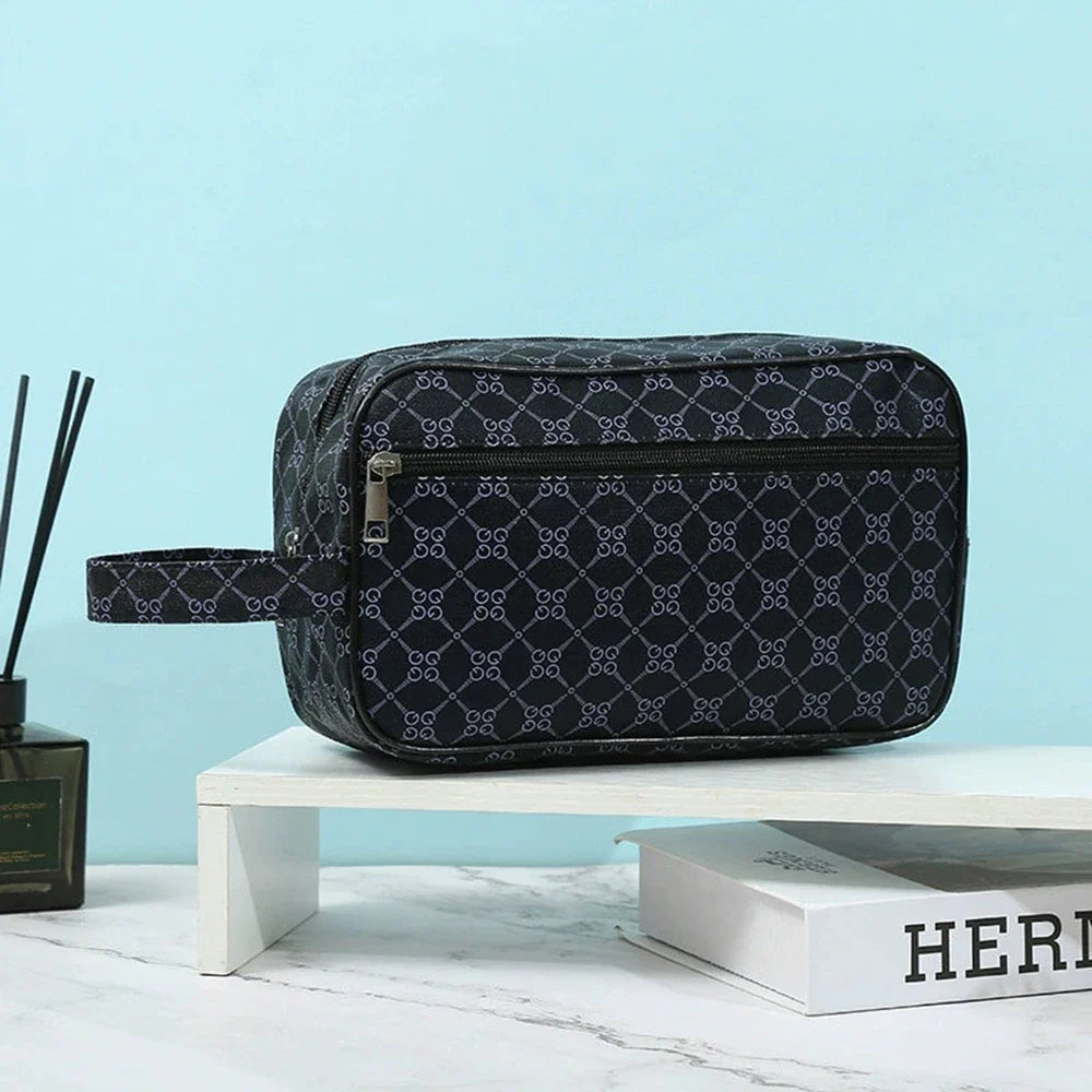 Men's Synthetic Leather Handbag – Vintage Monogram Style