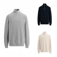 Men's High-Neck Zip Sweater – Textured Knit