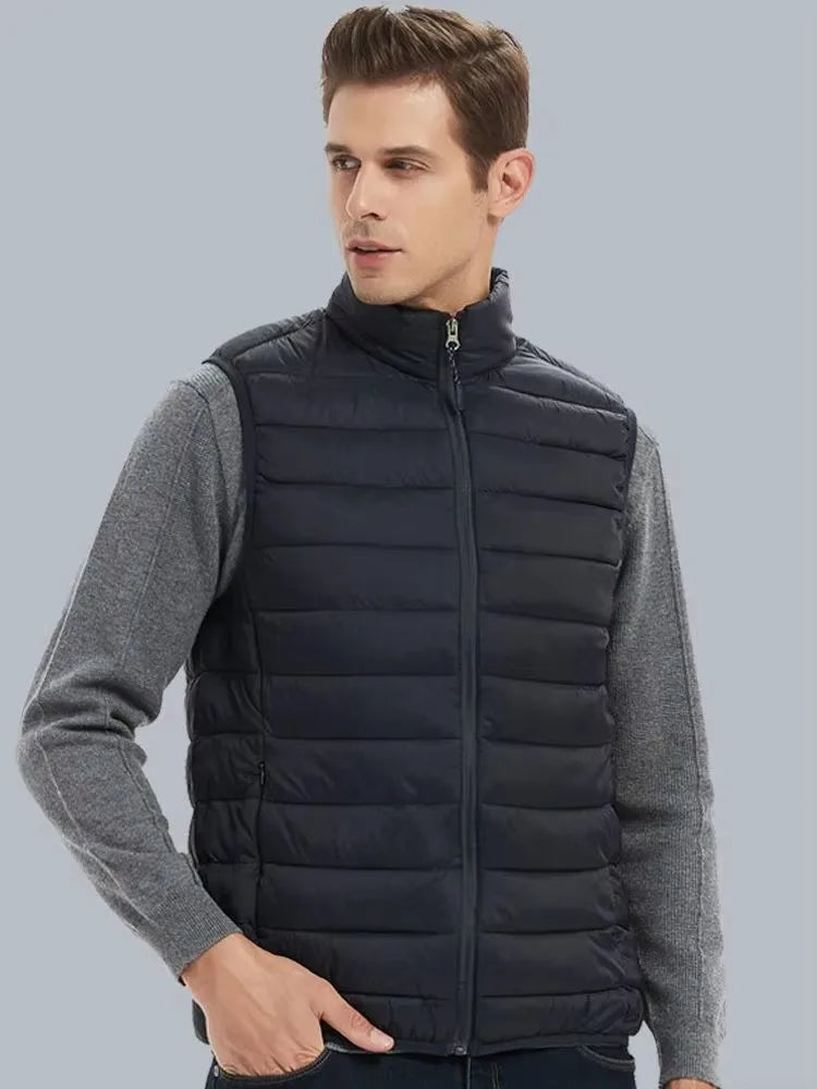 Men's Padded High-Collar Vest – Zip Front